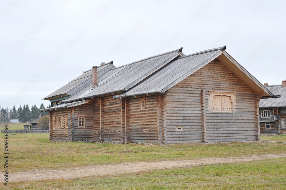 old wooden house in Russian village village of Semyonkovo, Volog