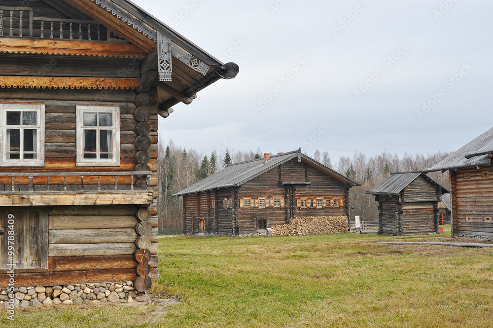 old wooden house in Russian village village of Semyonkovo, Volog