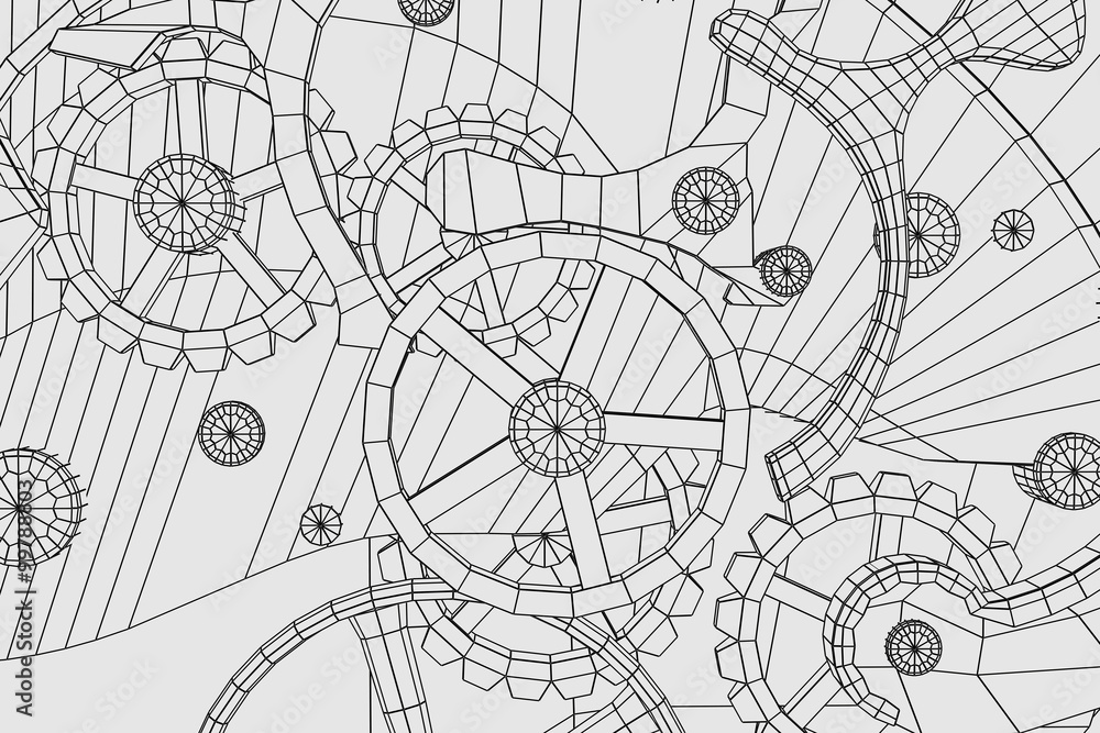 Abstract industrial, technology background. Gears outlines