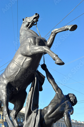 bronze sculpture "tamer of horses" in St. Petersburg, Russia