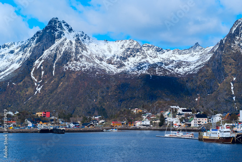 Town Svolvaer on Lofoten islands in Norway