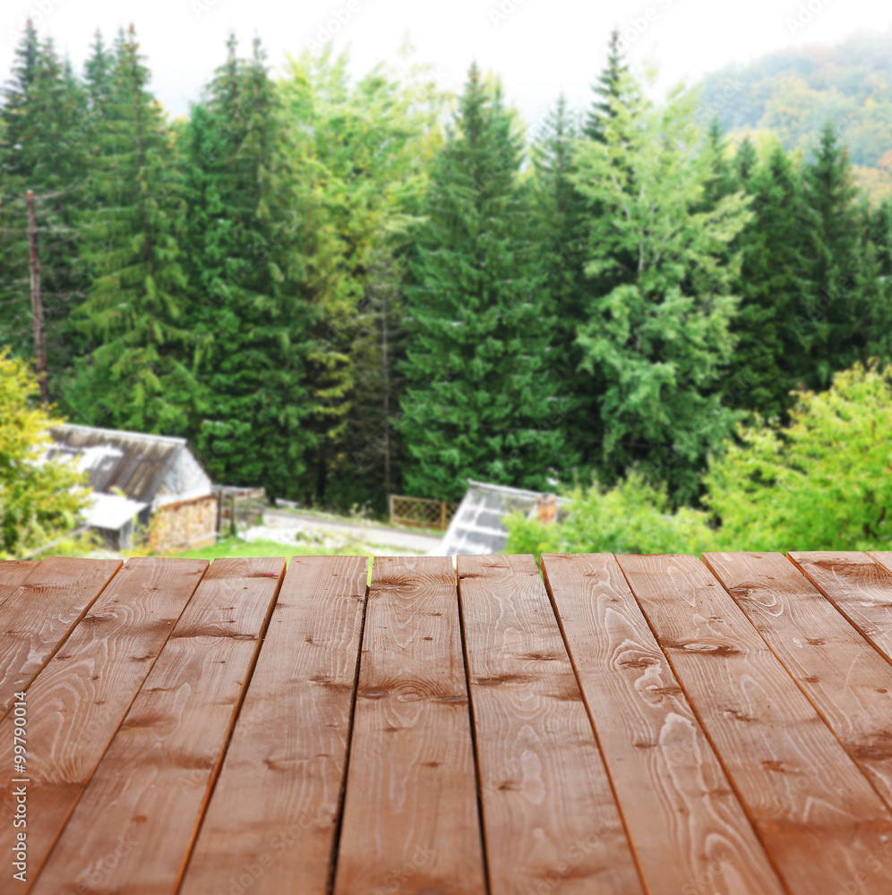 Fototapeta premium Beautiful nature background with wooden floor