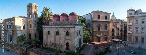 Panoramic view of Palermo with San Cataldo church, Sicily