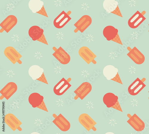 Seamless pattern with hand drawn ice cream