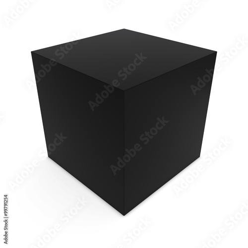 Blank Black Cube Isolated on White Background