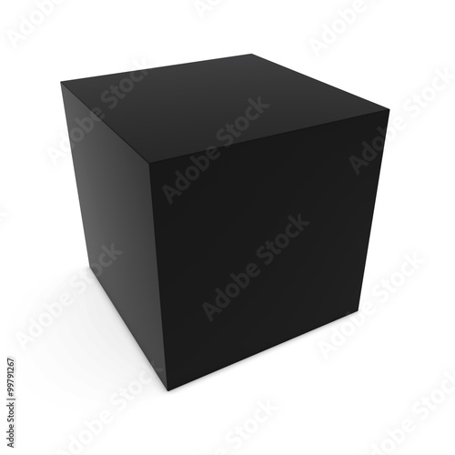 Blank Black Cube Isolated on White Background