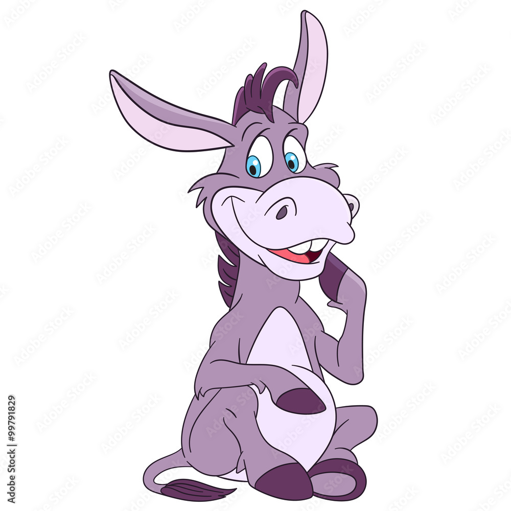funny and happy cartoon donkey is sitting and smiling funny and happy cartoon donkey is sitting and smiling