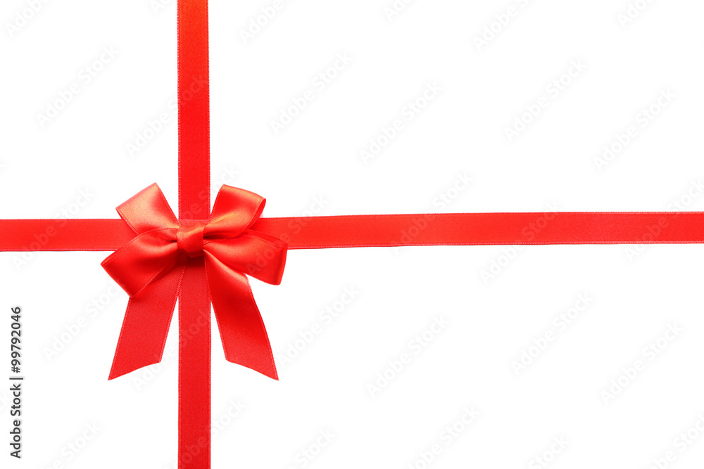 red bow and ribbons, isolated on white red bow and ribbons, isolated on white