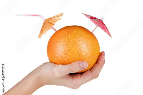 Grapefruit with drinking st...