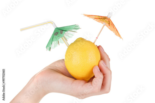 Lemon fruit juice with umbr...