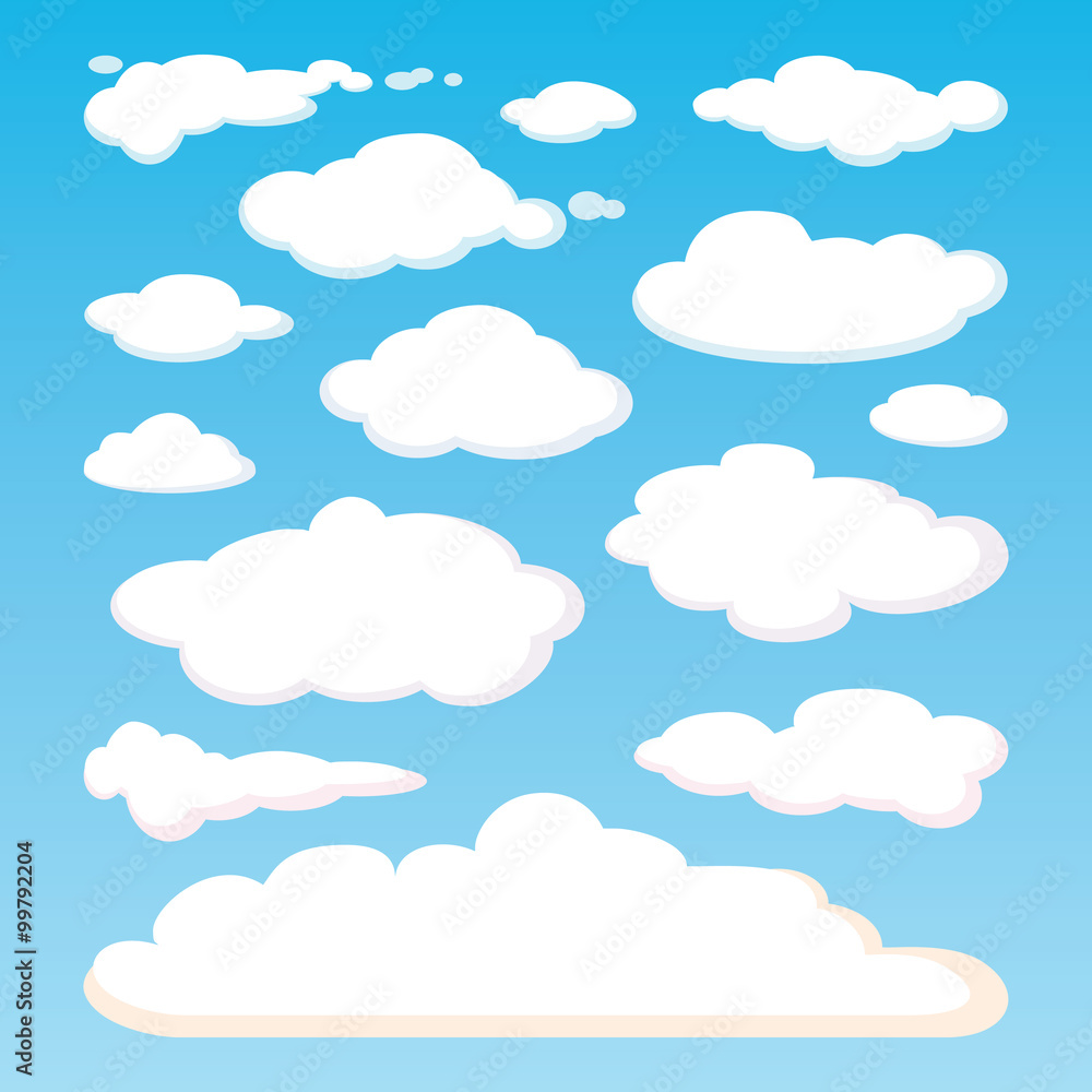 Pattern of white clouds isolated on blue sky background