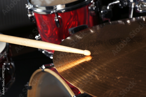 Drummer playing the drums closeup