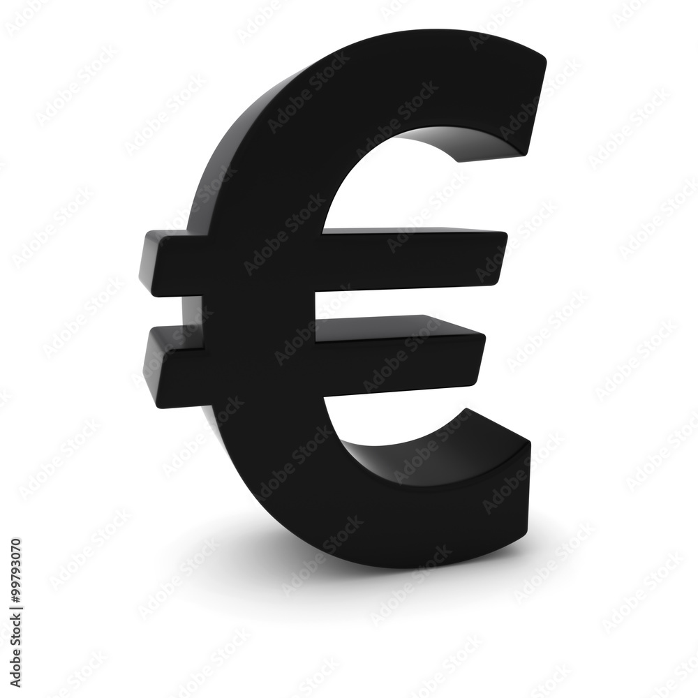 Black 3D Euro Symbol Isolated on White Background with Shadows Black 3D Euro Symbol Isolated on White Background with Shadows