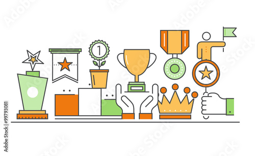 Vector modern thin line flat design of icons set.