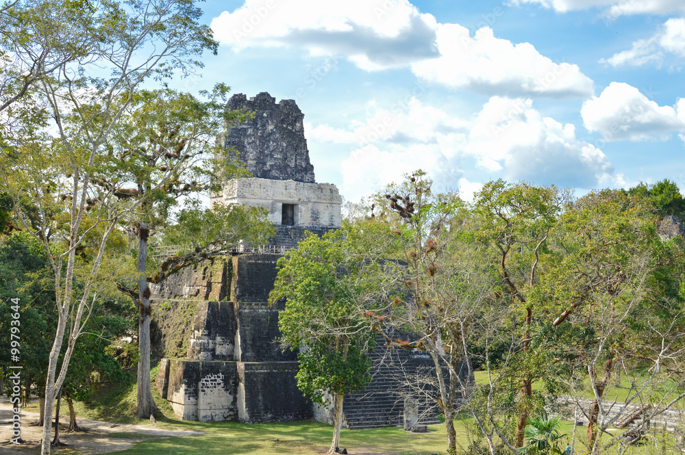 Temple II of the Maya archaeological site of Tikal in Guatemala