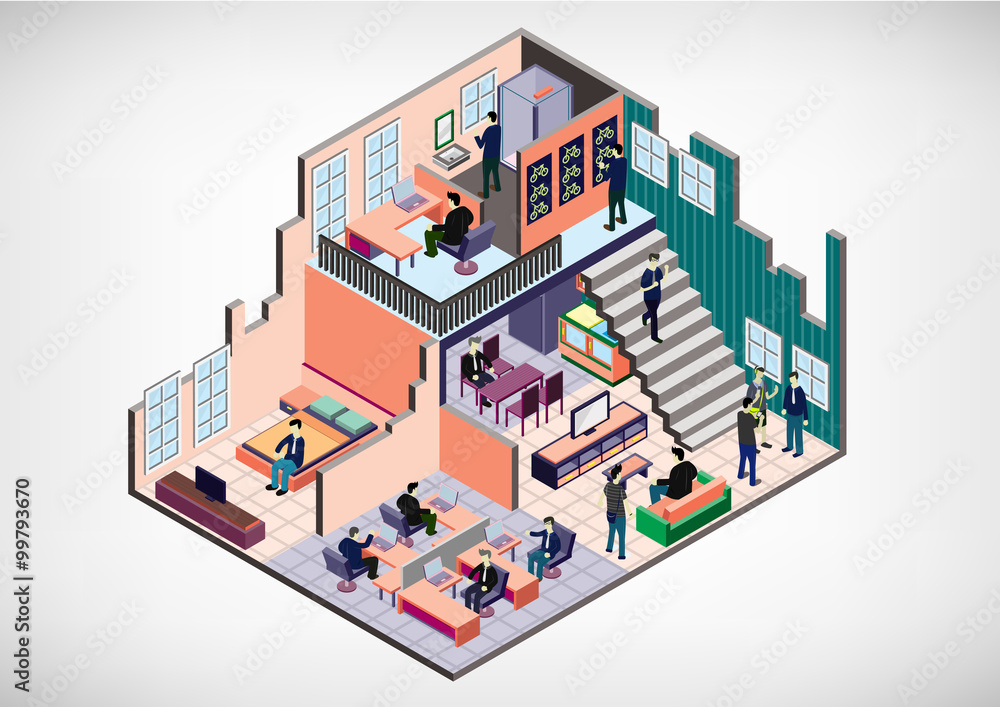 illustration of info graphic interior room concept in isometric graphic illustration of info graphic interior room concept in isometric graphic