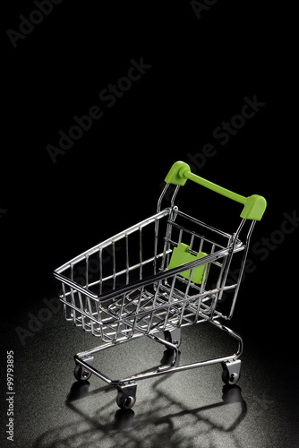 Shopping cart on a black background