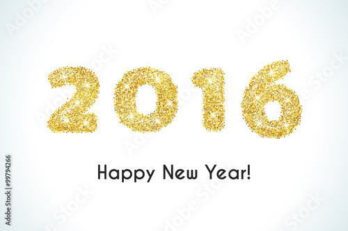 Happy New Year 2016 golden greeting card made in elegant style