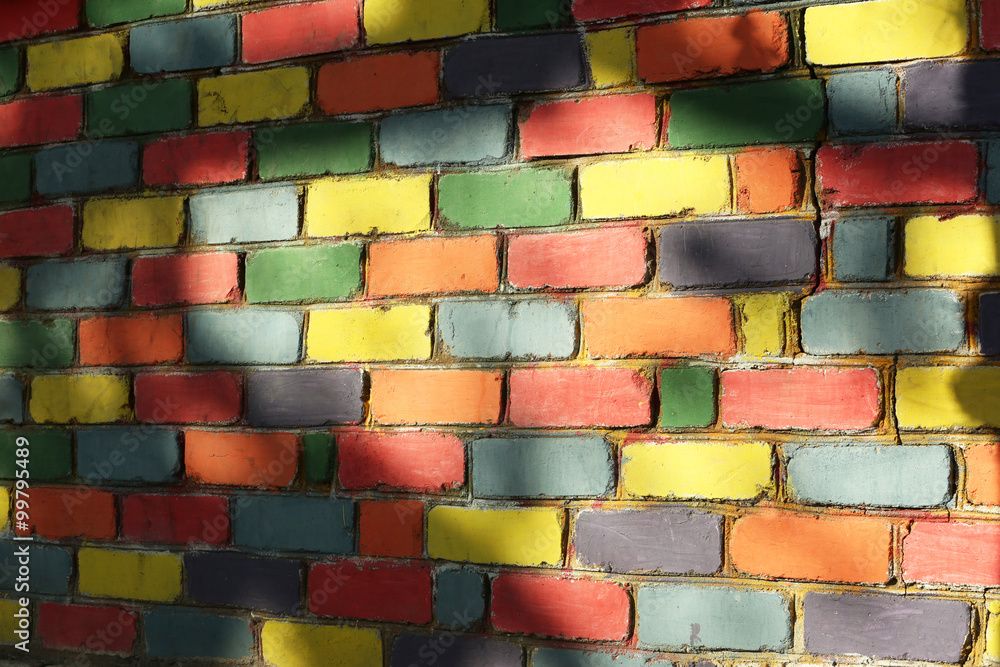 Coloured brick wall background Coloured brick wall background