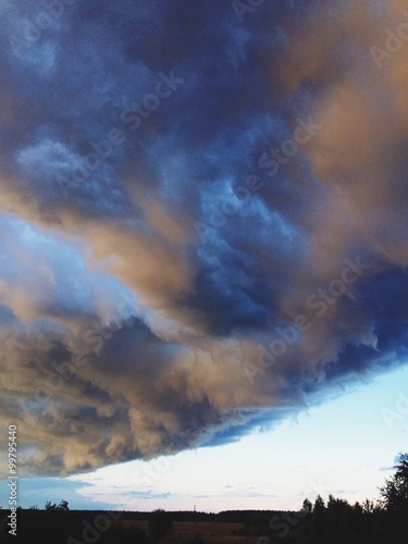 Huge storm cloud and rain countryside