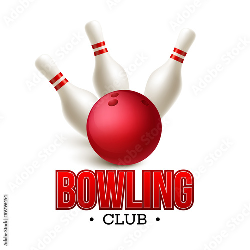 Scattered skittle and bowling ball. Vector illustration 