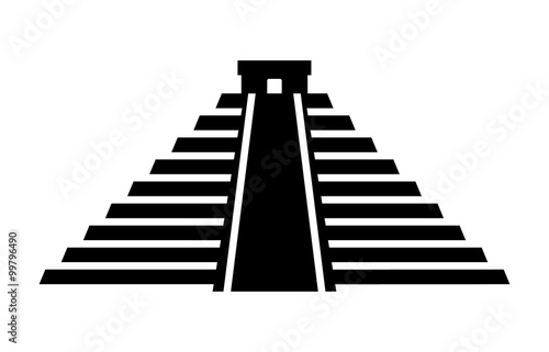 El Castillo pyramid in Chichen Itza flat icon for apps and websites