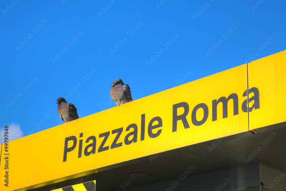 Piazzale Roma water bus stop sign in Venice