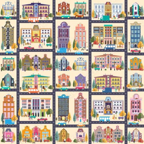 Small town and buildings