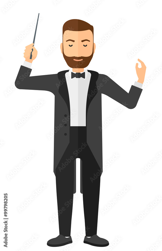 Conductor directing with his baton. Conductor directing with his baton.