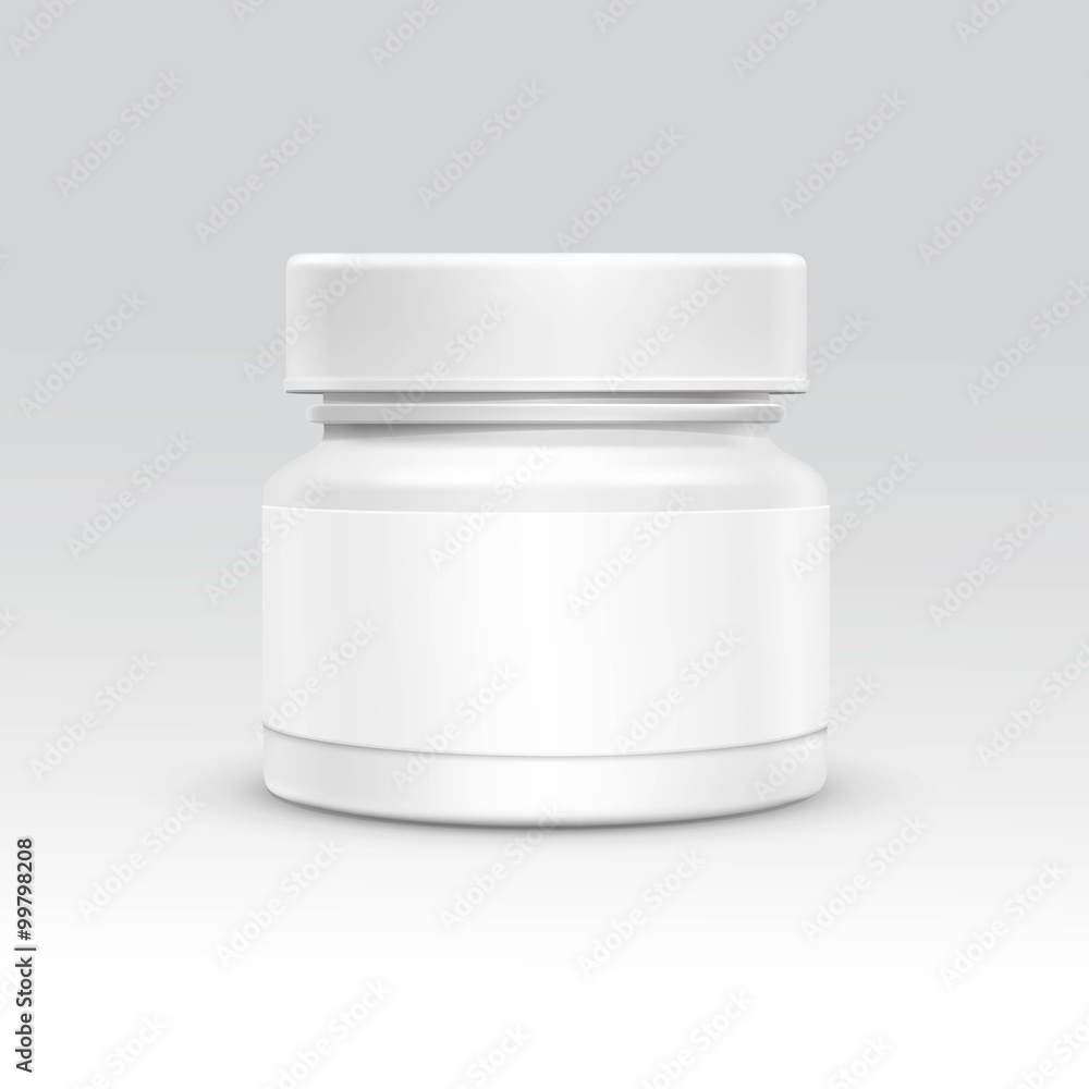 Blank Plastic Packaging Bottle with Cap for Pills Vector Isolated on Background Blank Plastic Packaging Bottle with Cap for Pills Vector Isolated on Background