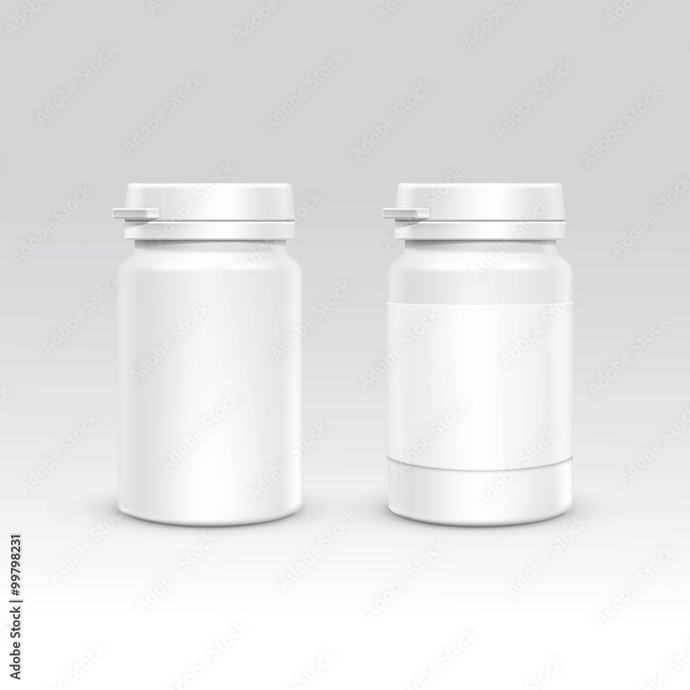 Blank Plastic Packaging Bottle with Cap for Pills Vector Isolated on Background Blank Plastic Packaging Bottle with Cap for Pills Vector Isolated on Background