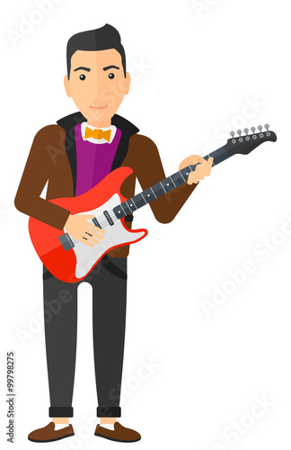 Musician playing electric guitar.