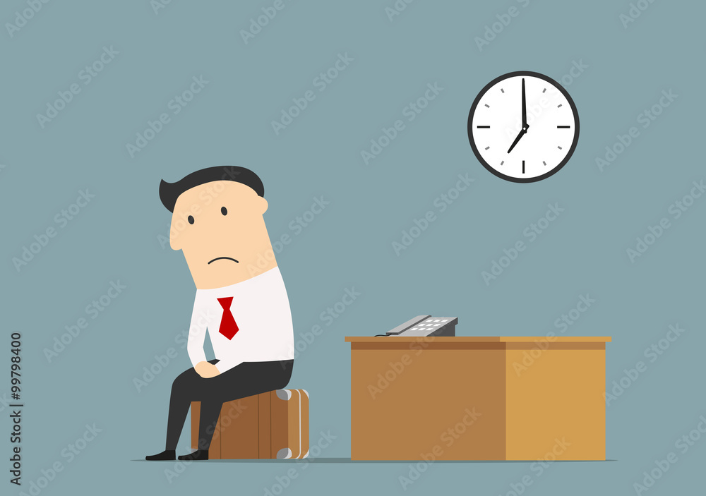 Manager sitting at office after being fired