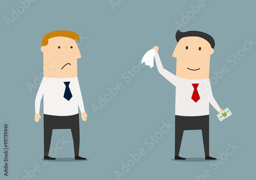 Businessman leaving his competitor without any money