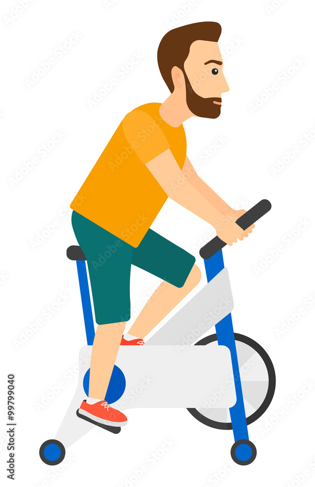 Man doing cycling exercise. Man doing cycling exercise.