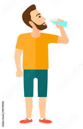 Man drinking water.