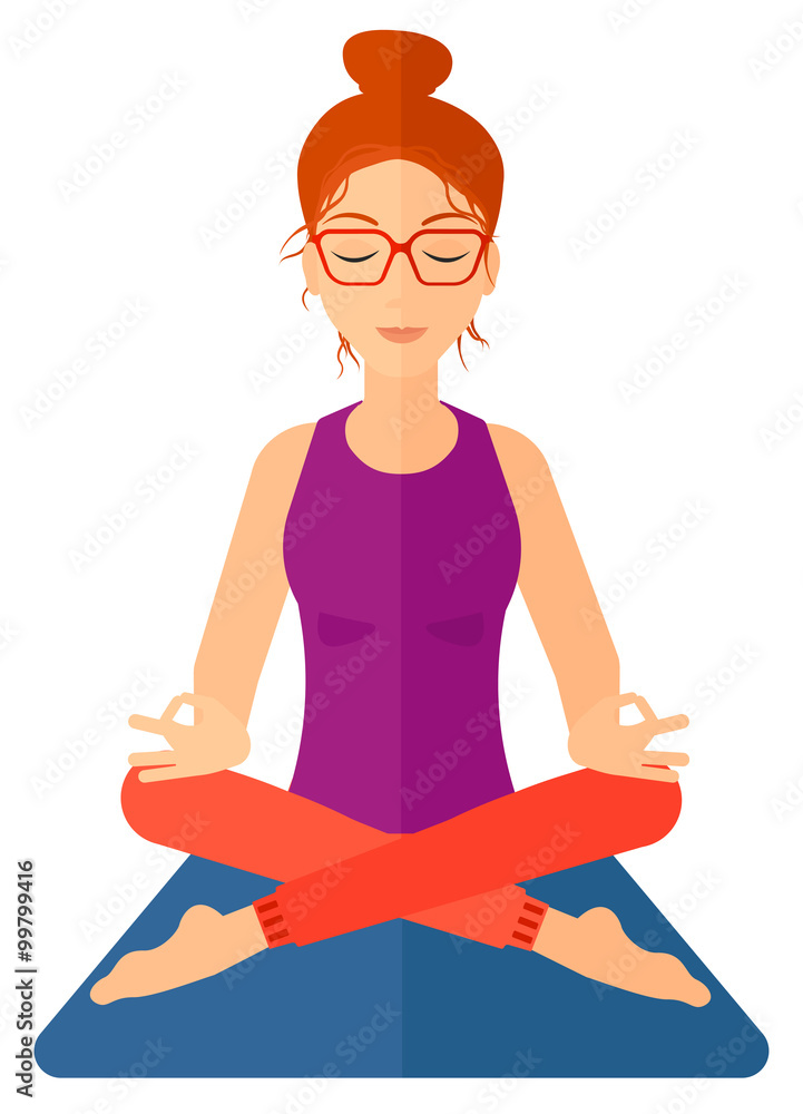 Woman meditating in lotus pose. Woman meditating in lotus pose.