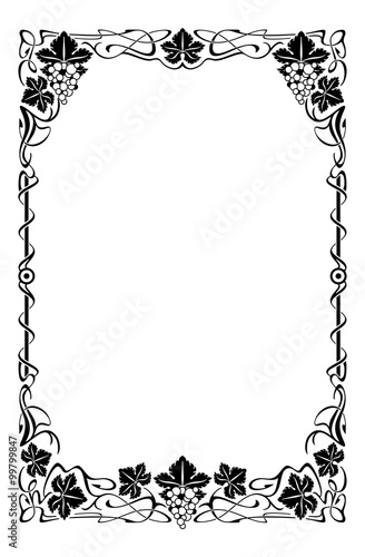 Elegant frame with grapes