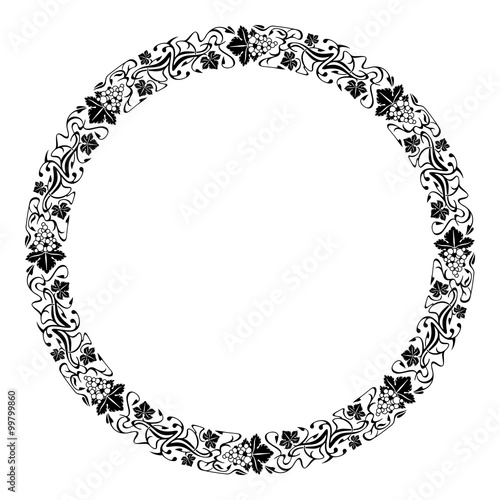 Round frame with grapes