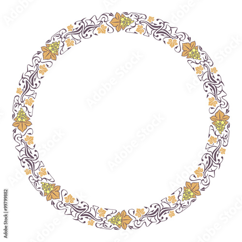 Round frame with grapes