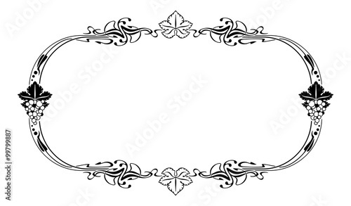 Elegant frame with grapes