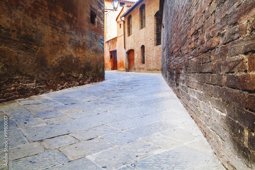 Siena street in tuscany Italy.
