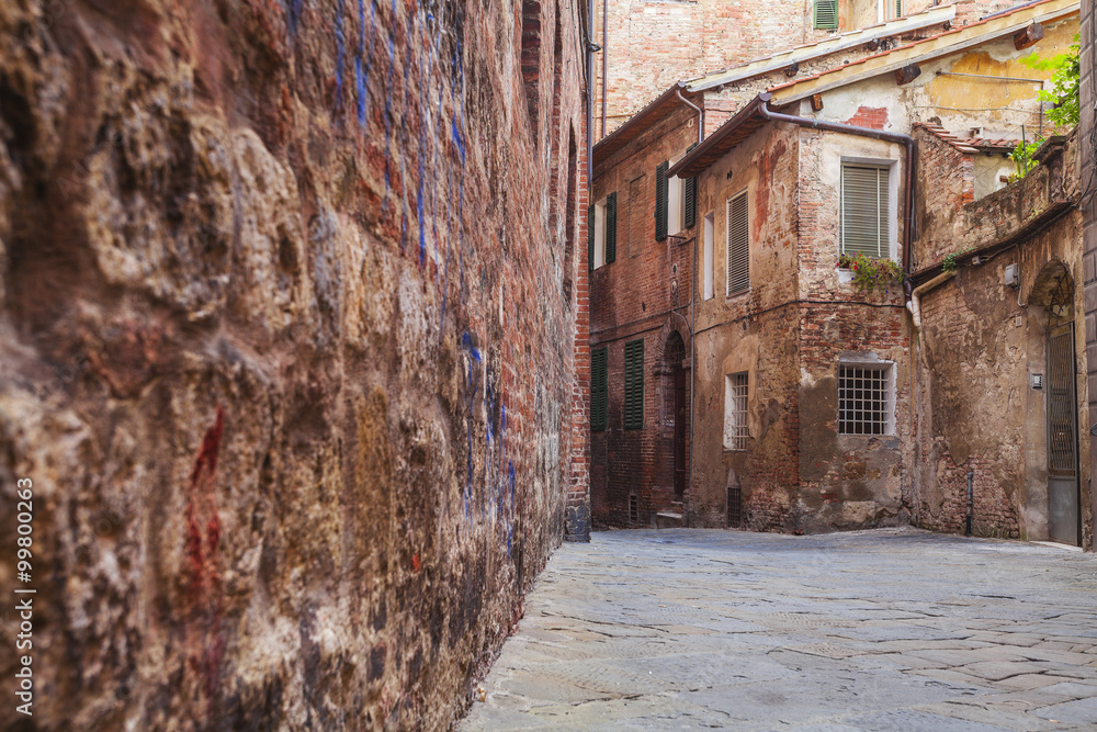 Siena street in tuscany,Italy.