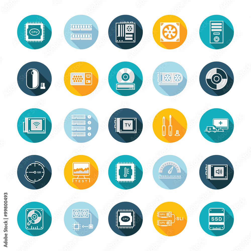 Vector Set Flat Square Icons Vector Set Flat Square Icons