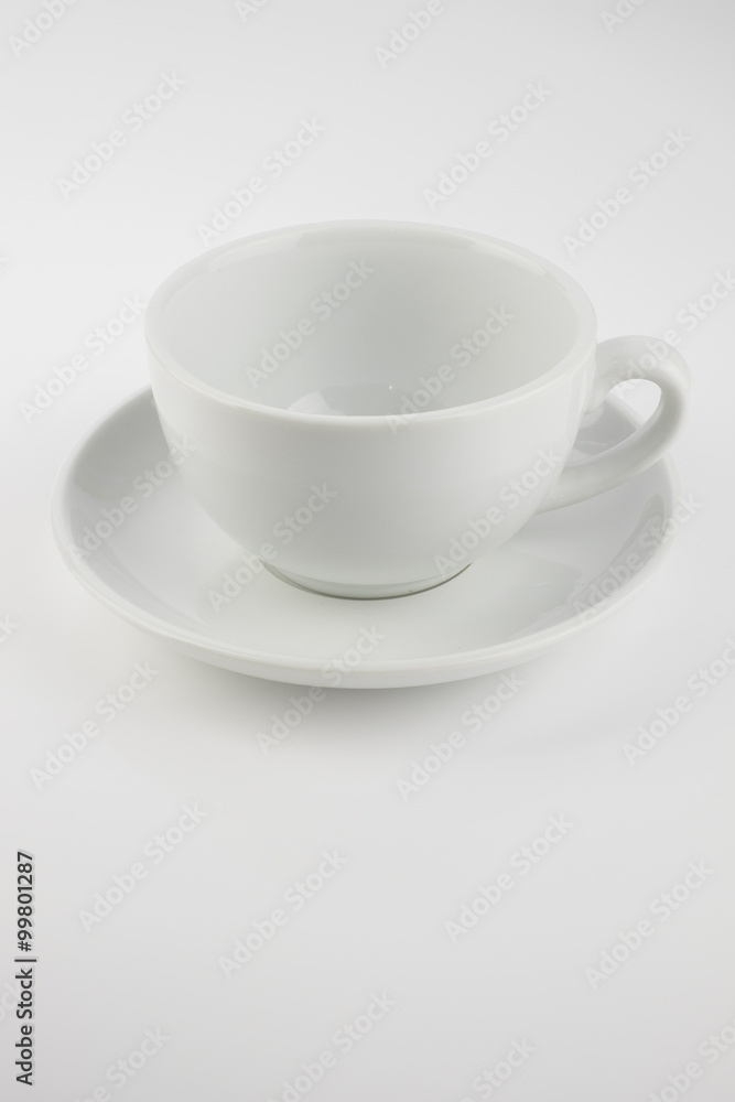 Empty coffee cup over white background