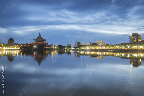 Sarawak State Legislative Assembly (Dewan Undangan Negeri) building, Kuching, Sarawak Malaysia at night