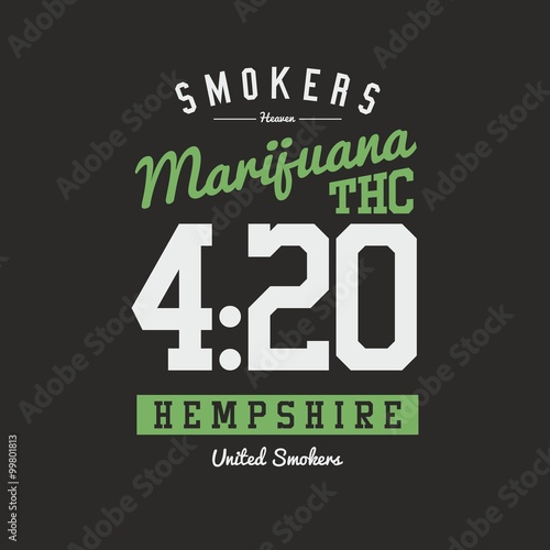  College Varsity Marijuana Weed Print Design Vector