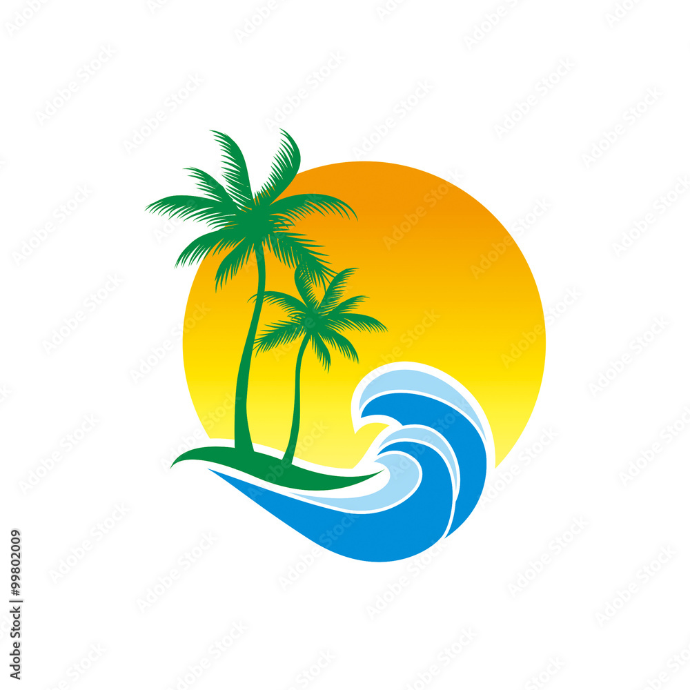 beach sunset logo image vector