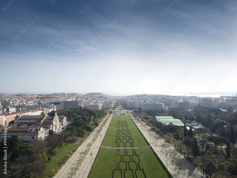 Edward vii Park and Lisbon Skyline, Portugal