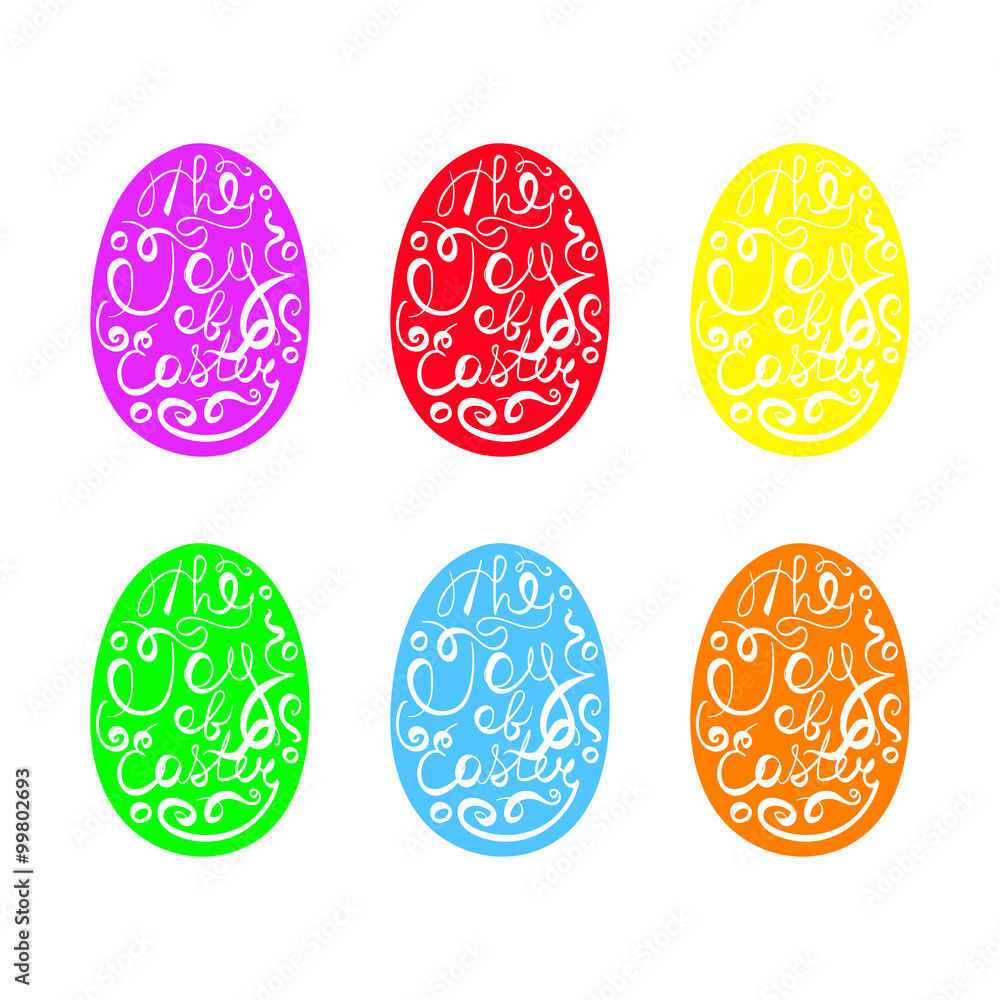 Isolated Cute Artistic Easter Egg Set with the Joy of Easter Lettering Isolated Cute Artistic Easter Egg Set with the Joy of Easter Lettering